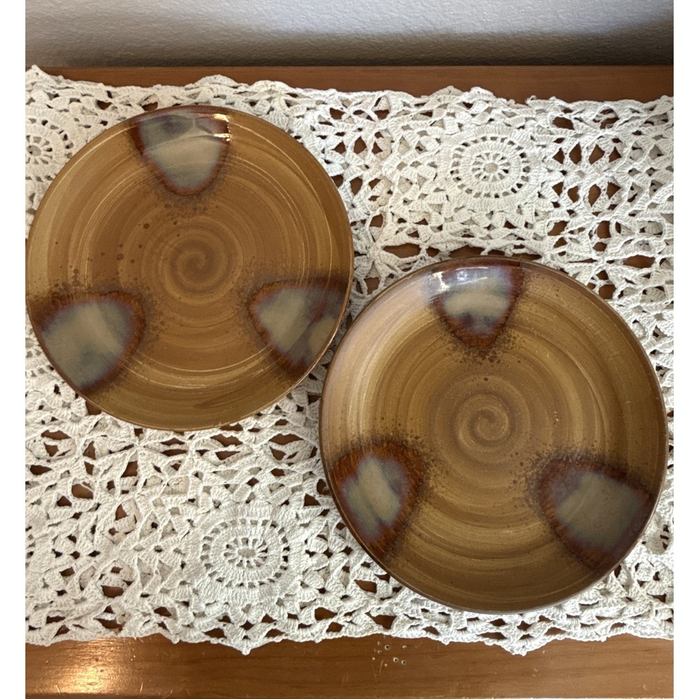 Sango Splash Replacement 8" Salad Plate 4951 (dark‎ brown) Lot-2